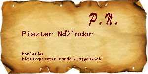 Piszter Nándor névjegykártya